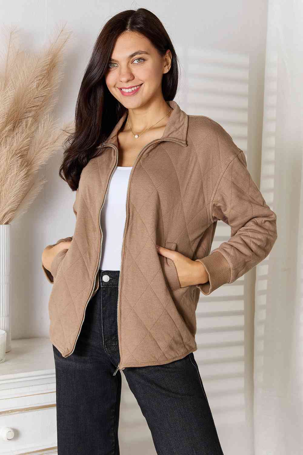 Casual Mocha Jacket with Pockets