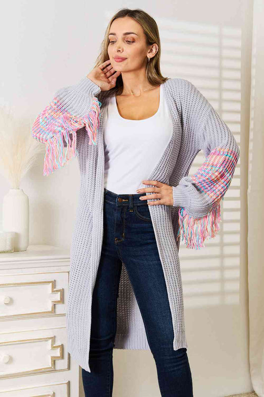 Fringe Sleeve Knit Cardigan