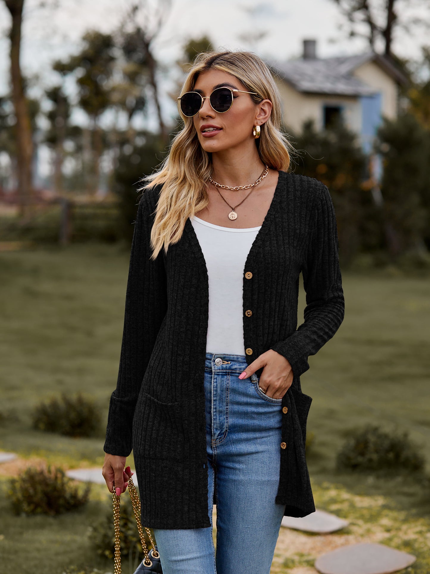 Heathered Ribbed Cardigan