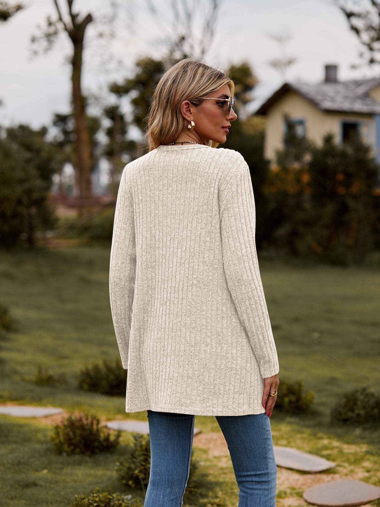 Heathered Ribbed Cardigan