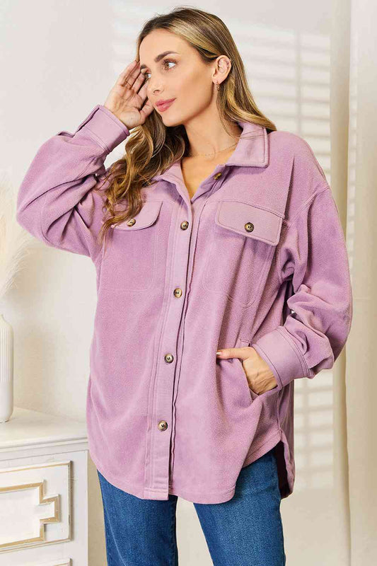 Lavender Casual Button Front Jacket