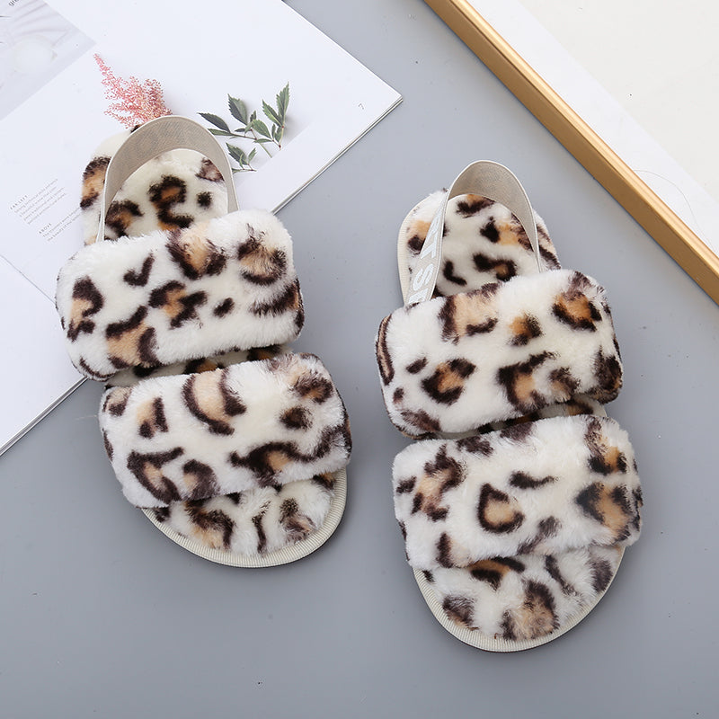 Faux Furry Open Toe Slippers