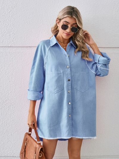 Raw Hem Denim Mini Dress