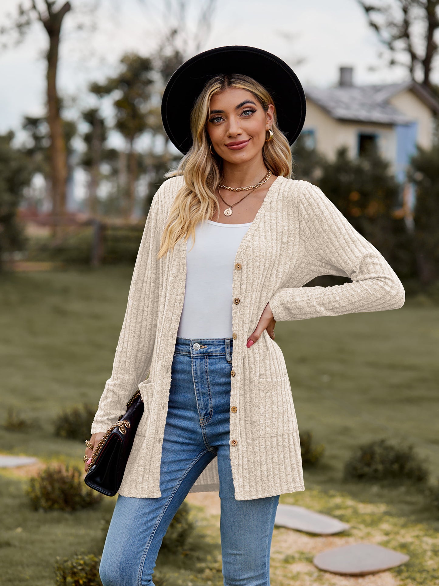 Heathered Ribbed Cardigan