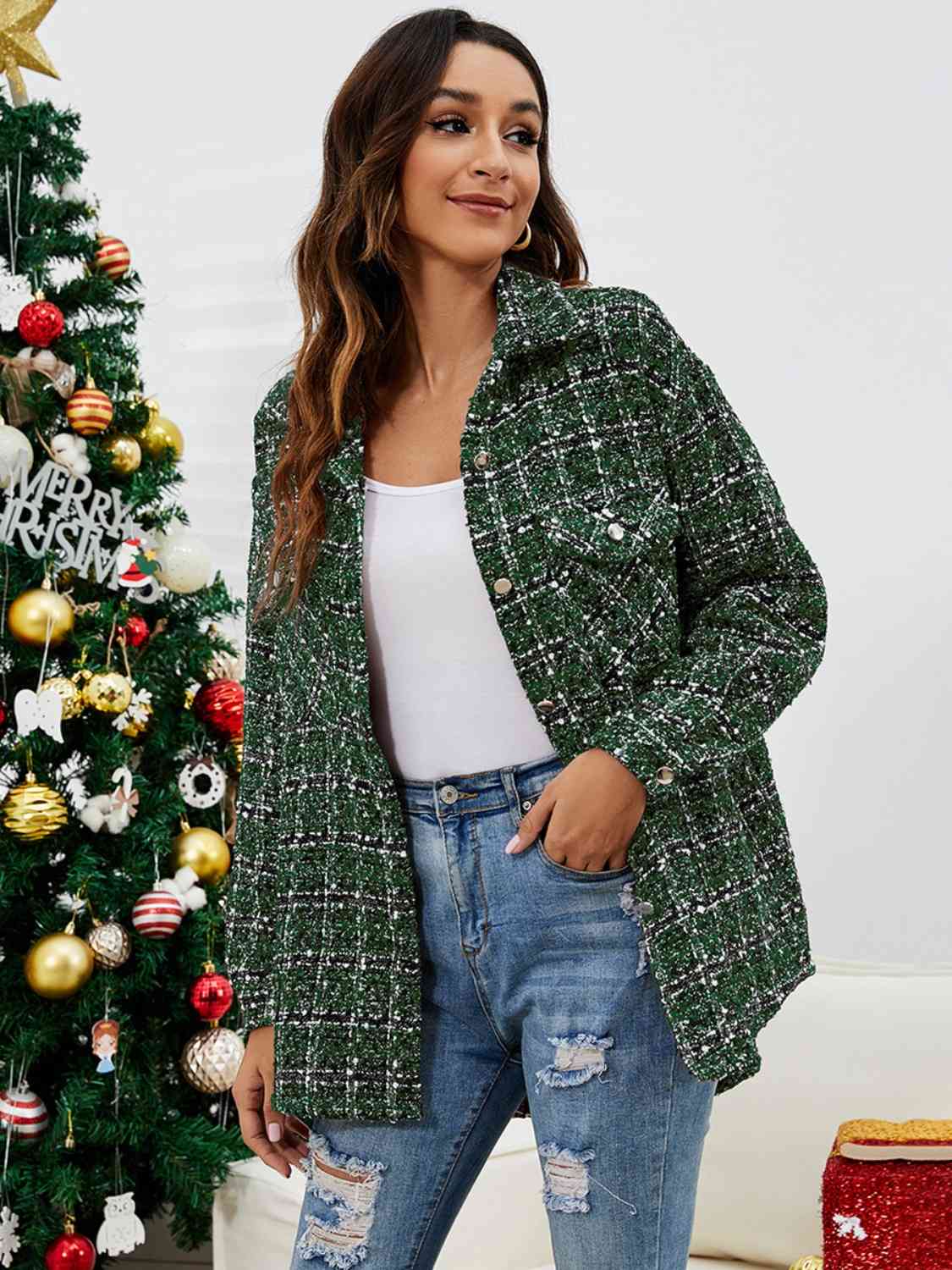 Plaid Button Front Jacket