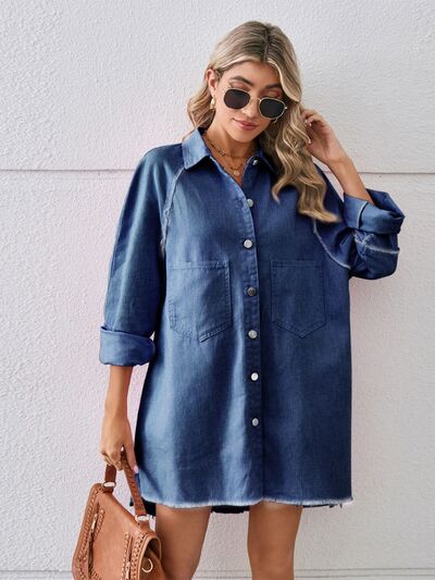 Raw Hem Denim Mini Dress