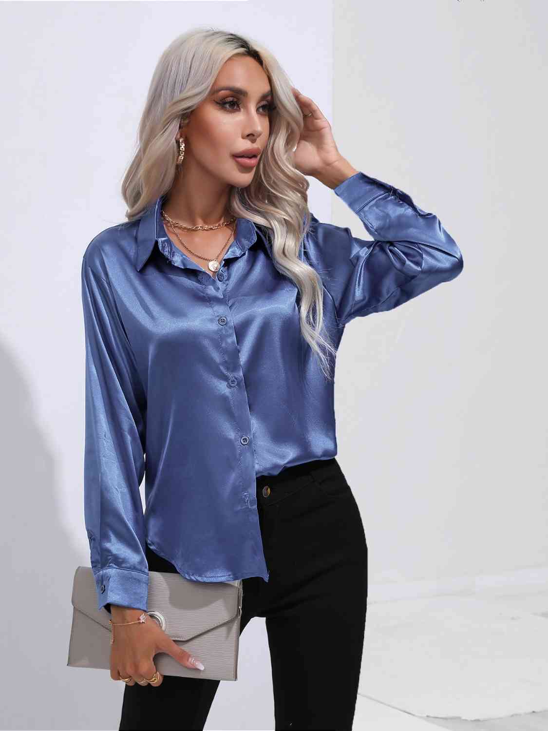 Satiny Long Sleeve Shirt