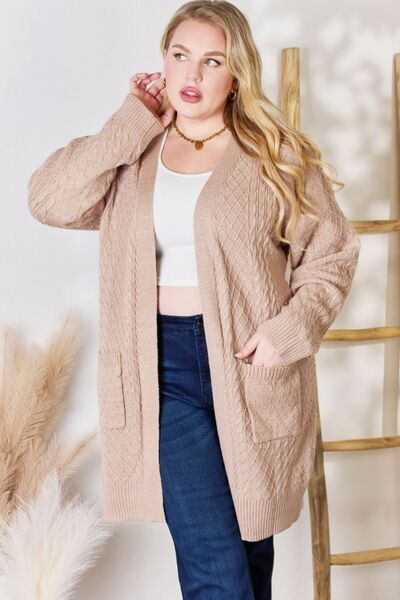 Light Mocha Cable-Knit Cardigan