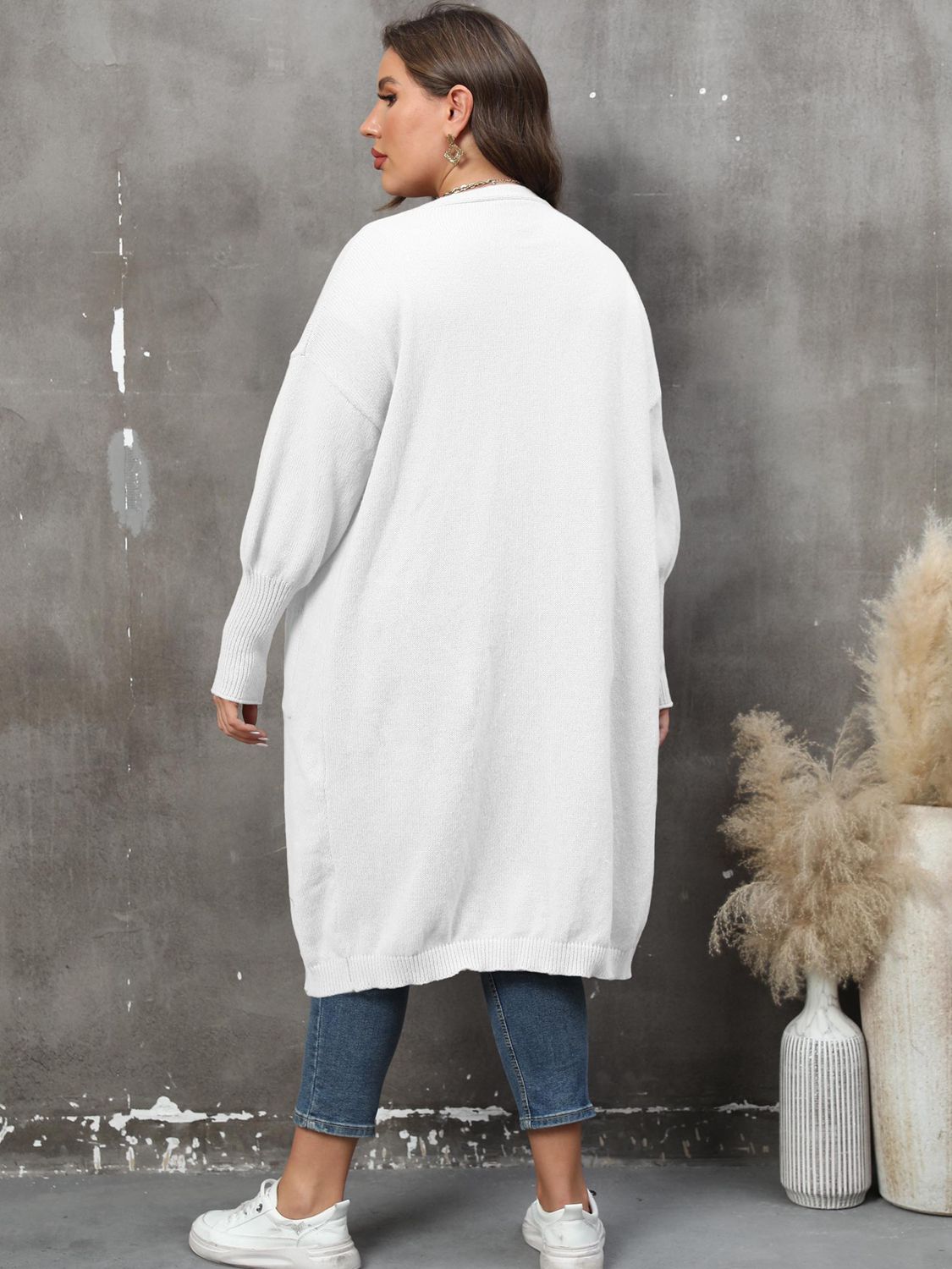 Solid Long Sleeve Pocketed Cardigan