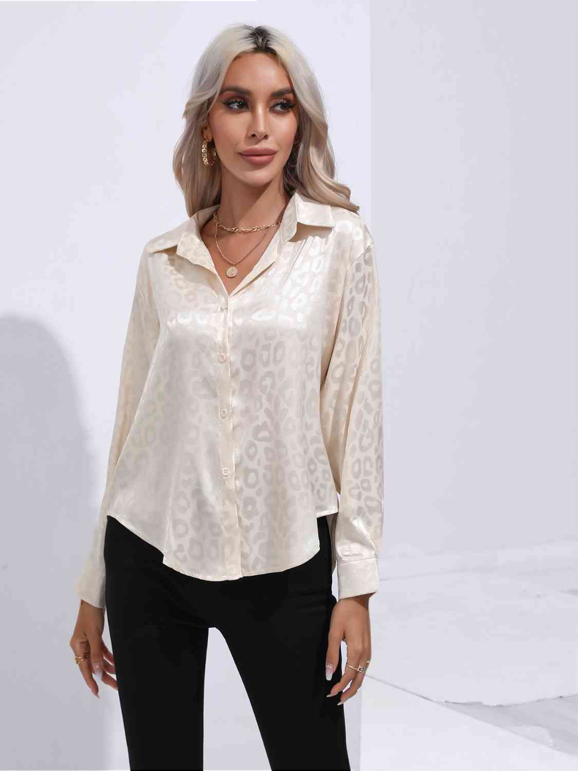 Contrast Print Satin Shirt