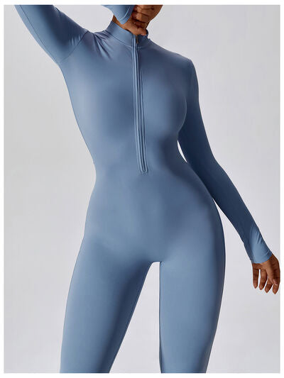 Front Zip Long Sleeve Jumpsuit