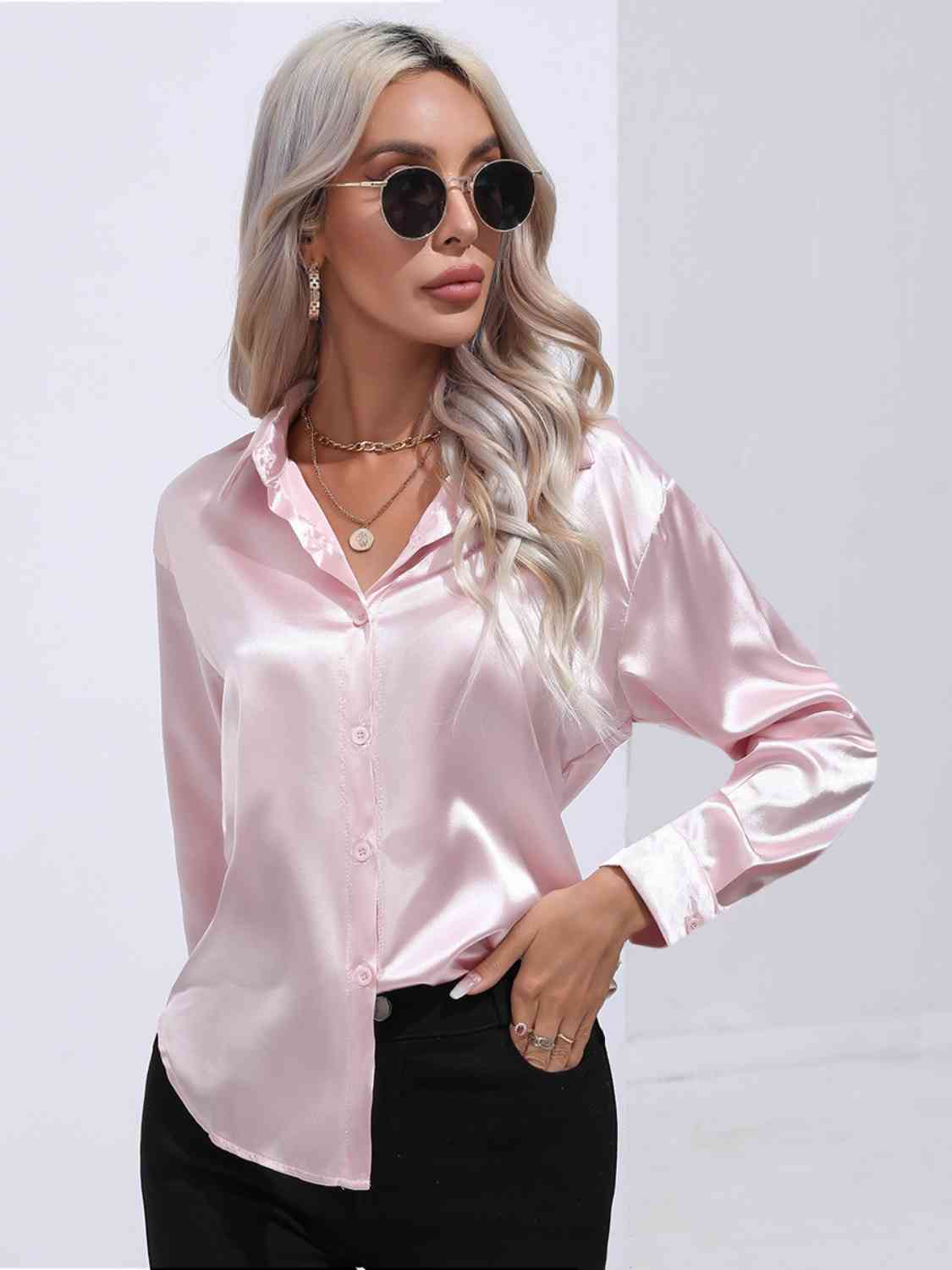 Satiny Long Sleeve Shirt