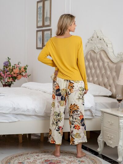 Top and Printed Pants Lounge Set