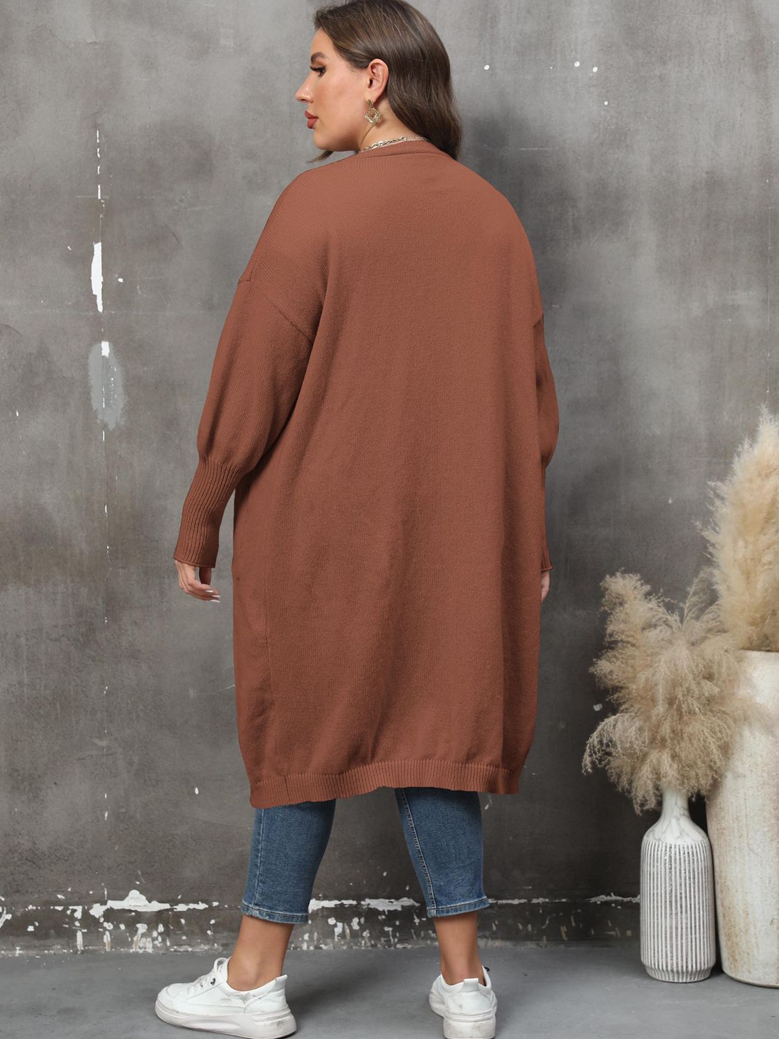 Solid Long Sleeve Pocketed Cardigan