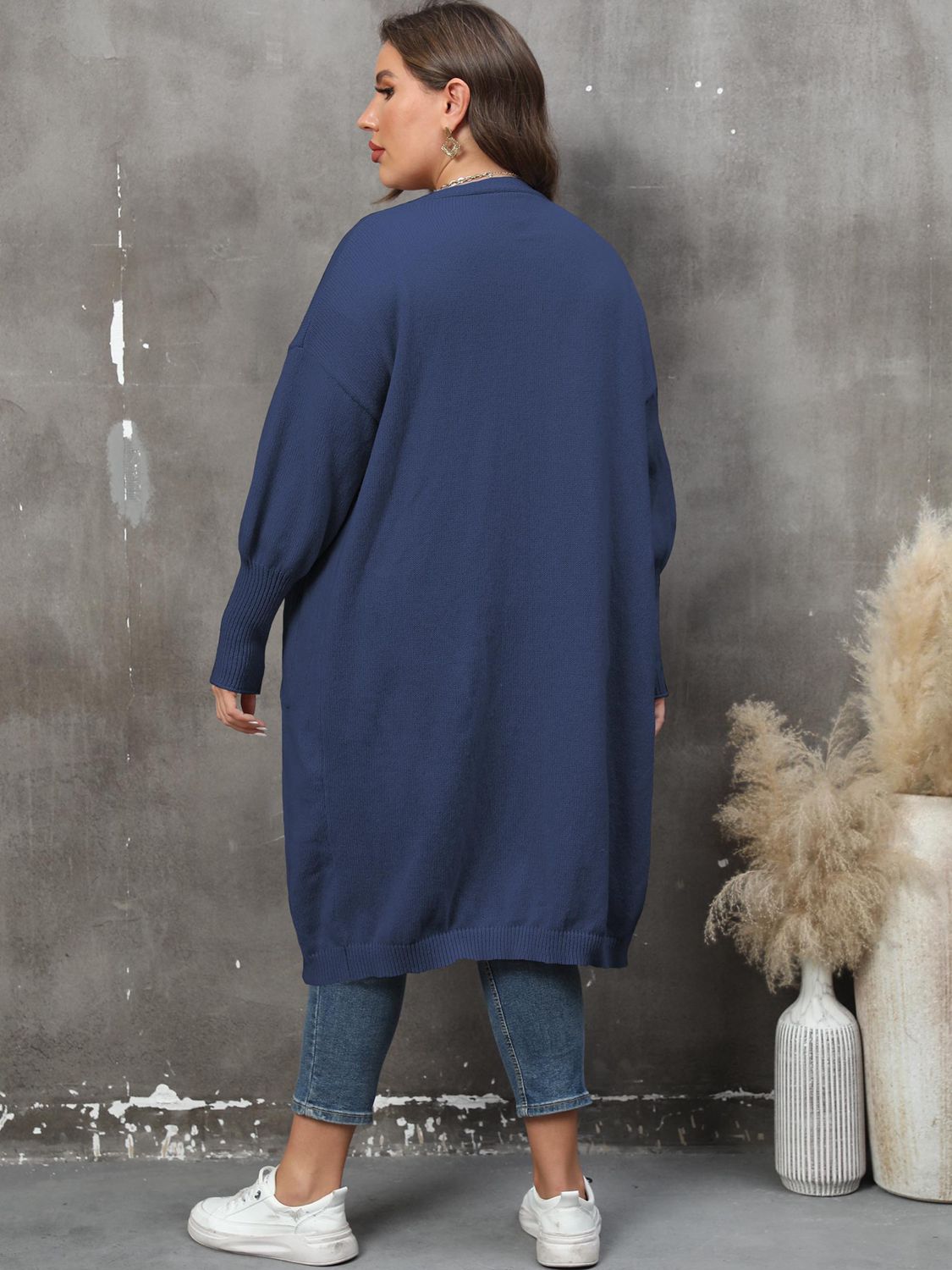 Solid Long Sleeve Pocketed Cardigan