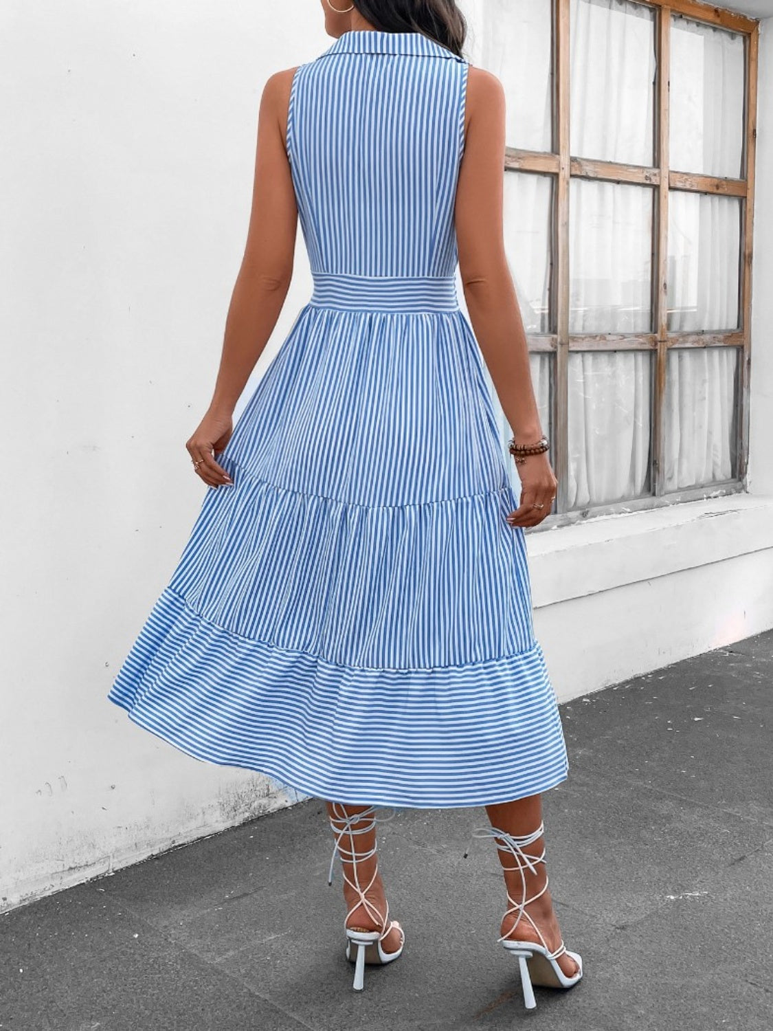 Striped Sleeveless Midi Dress