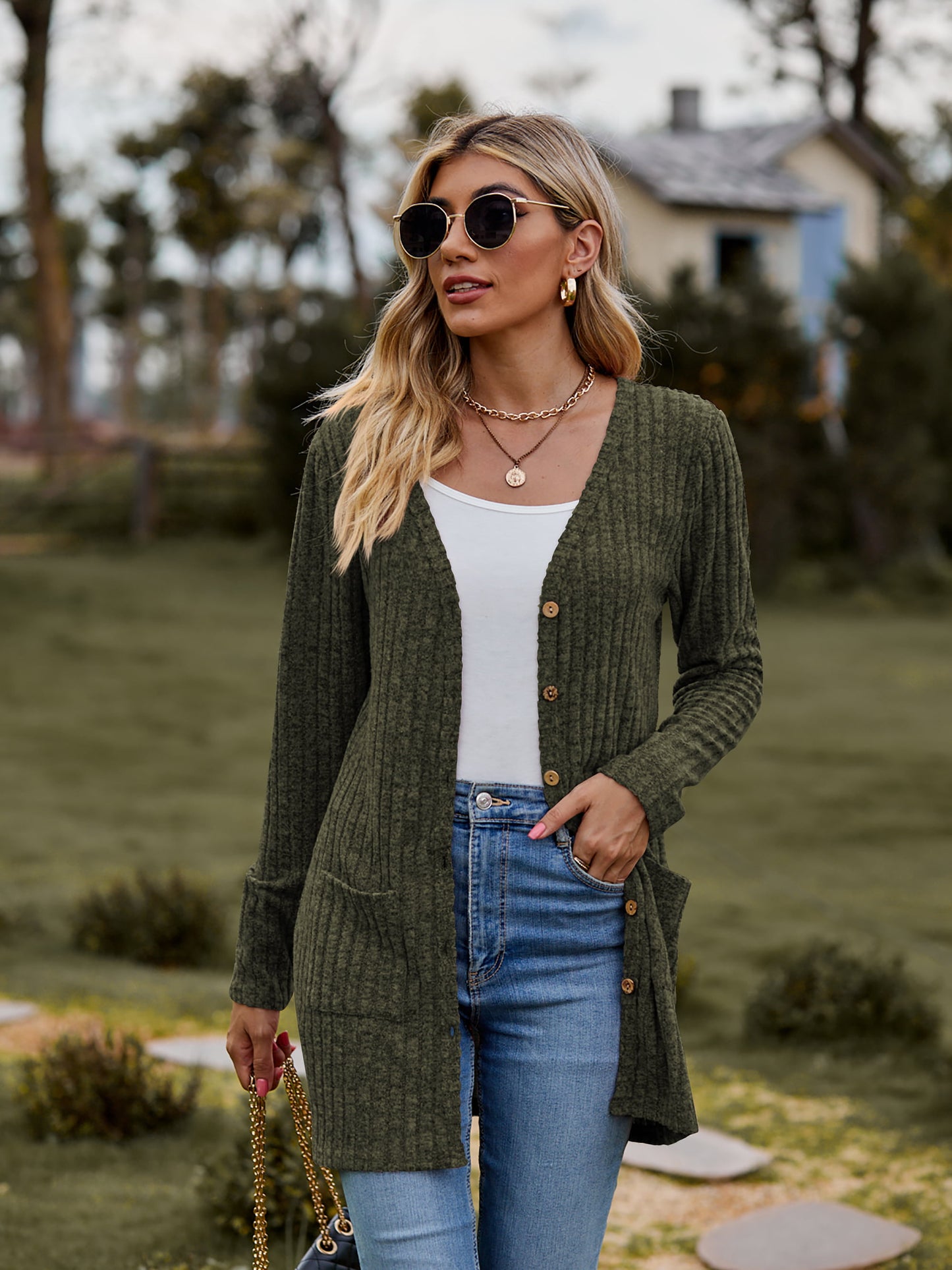 Heathered Ribbed Cardigan