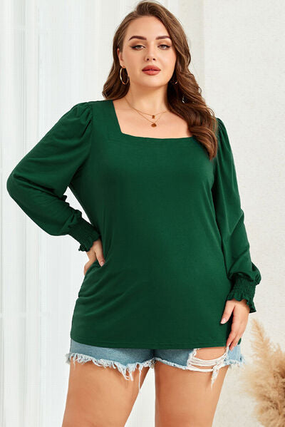 Square Neck Lantern Sleeve Top