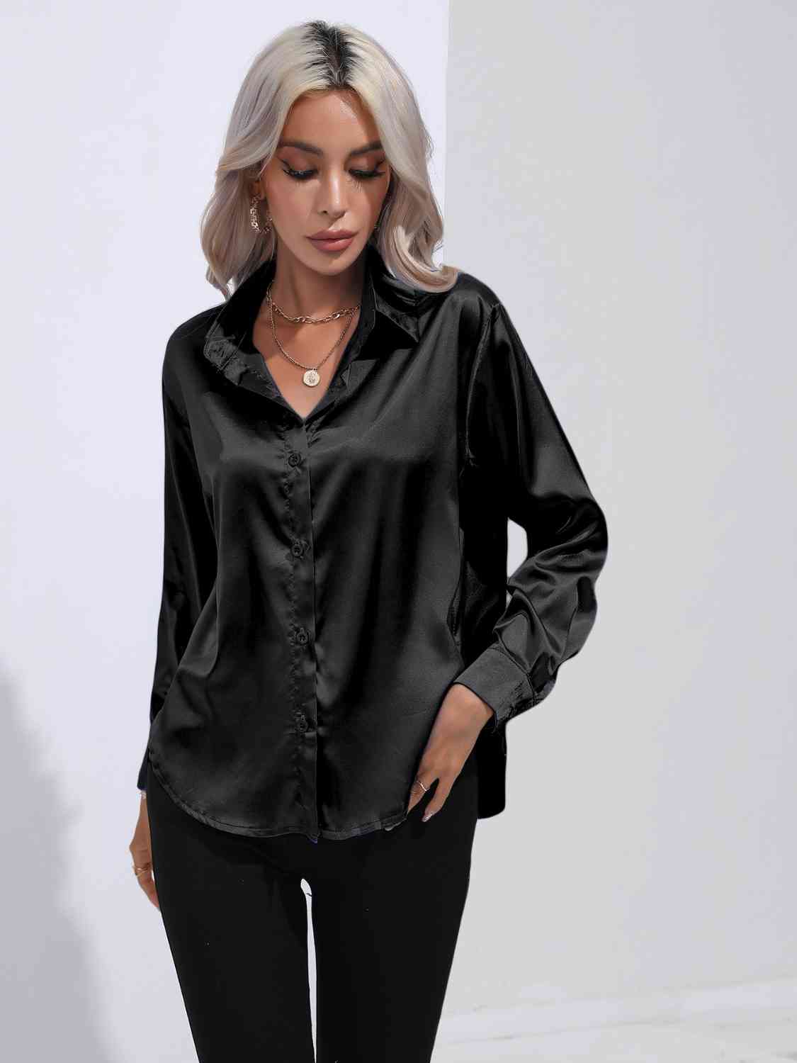 Satiny Long Sleeve Shirt