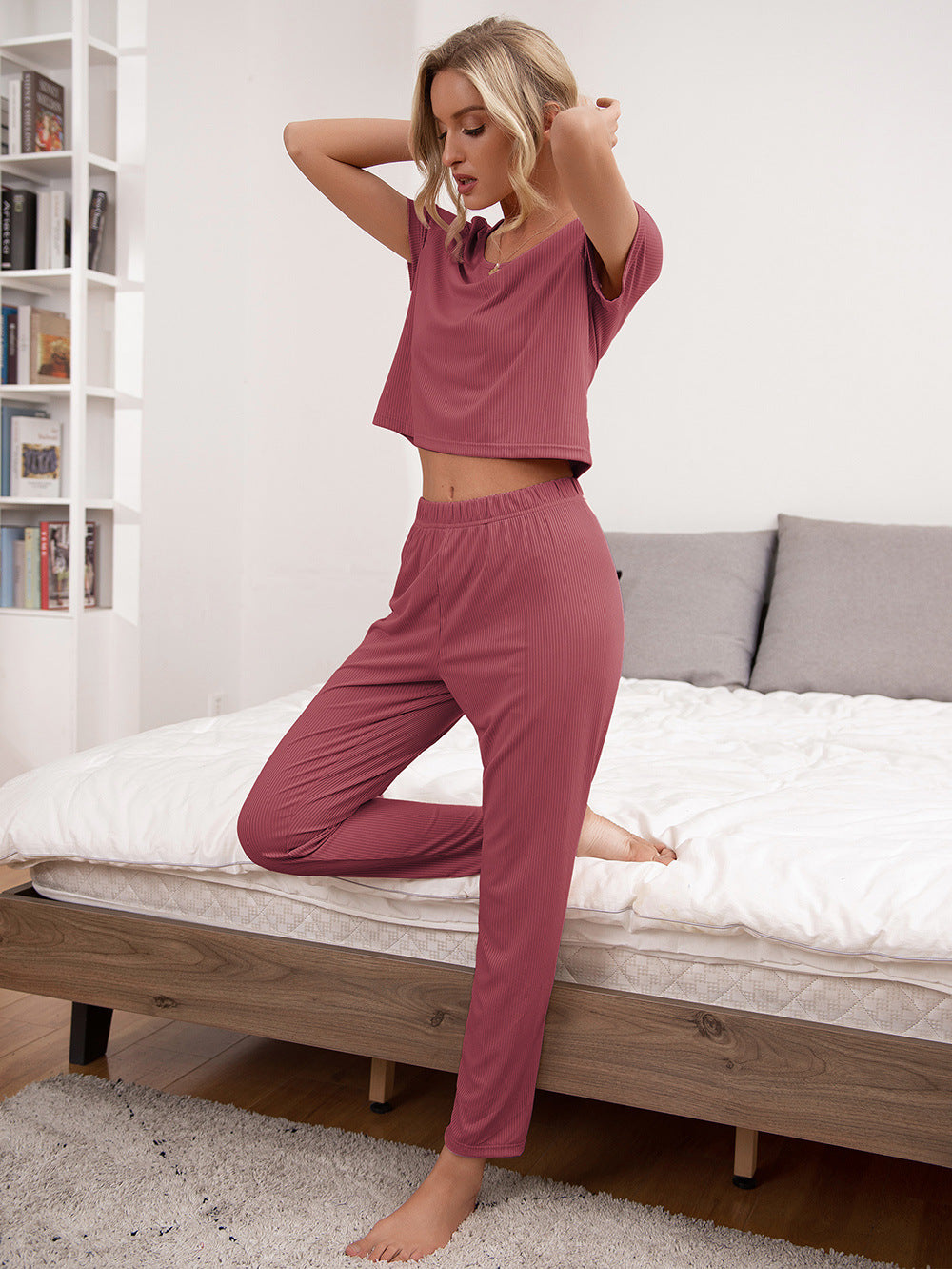 Round Neck Pants Lounge Set