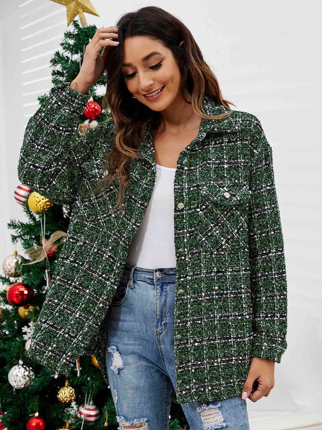 Plaid Button Front Jacket