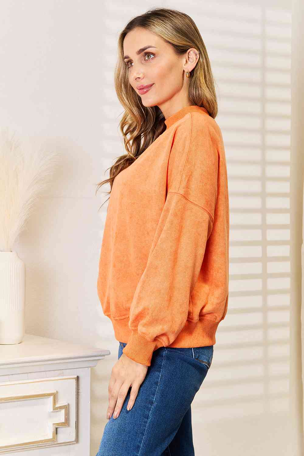 Round Neck Orange Sweatshirt