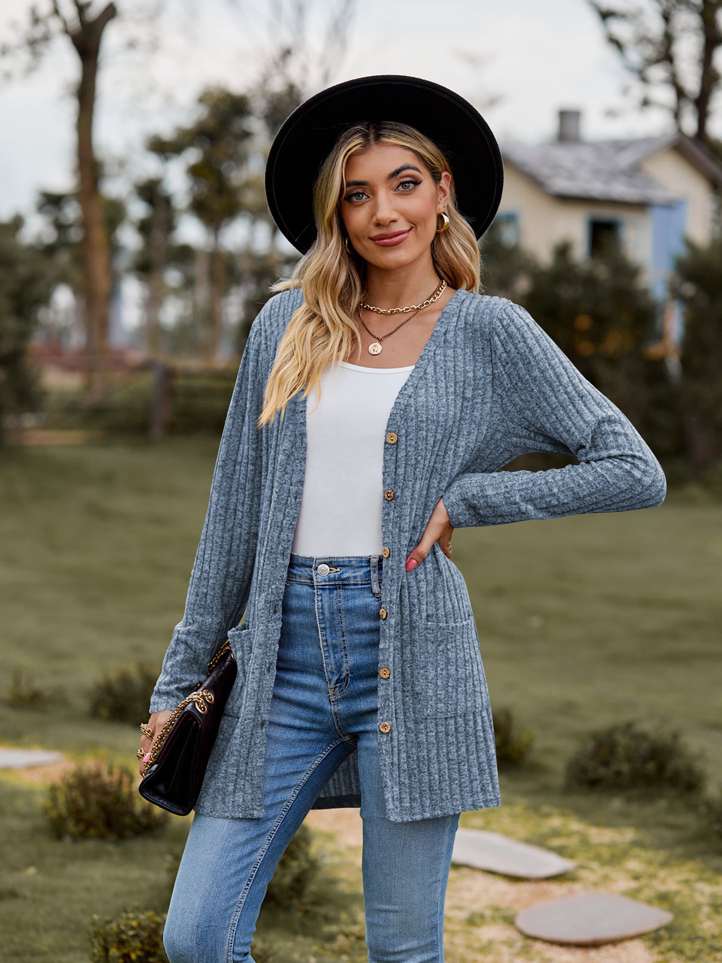 Heathered Ribbed Cardigan