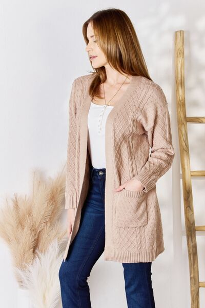 Light Mocha Cable-Knit Cardigan