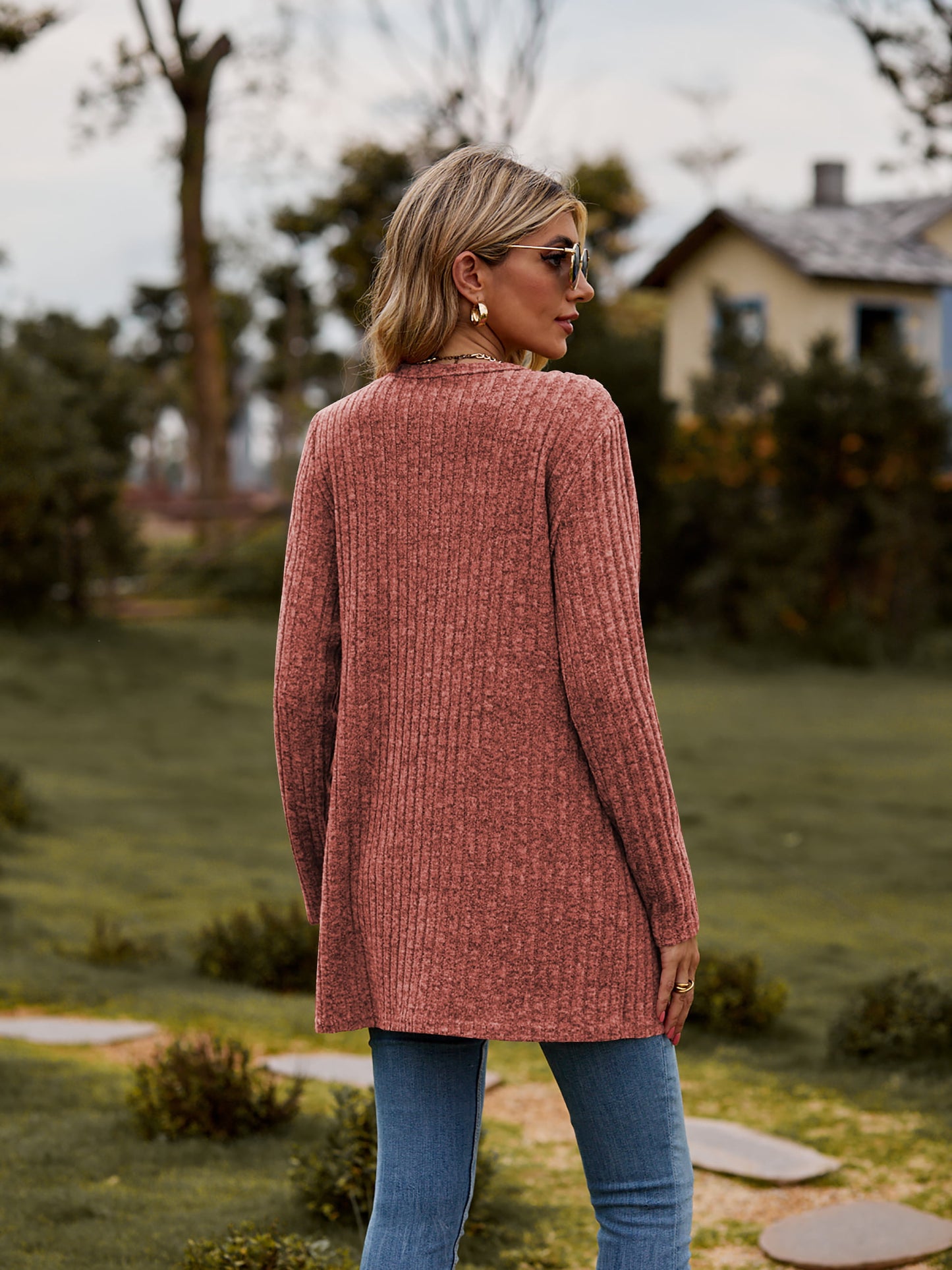 Heathered Ribbed Cardigan