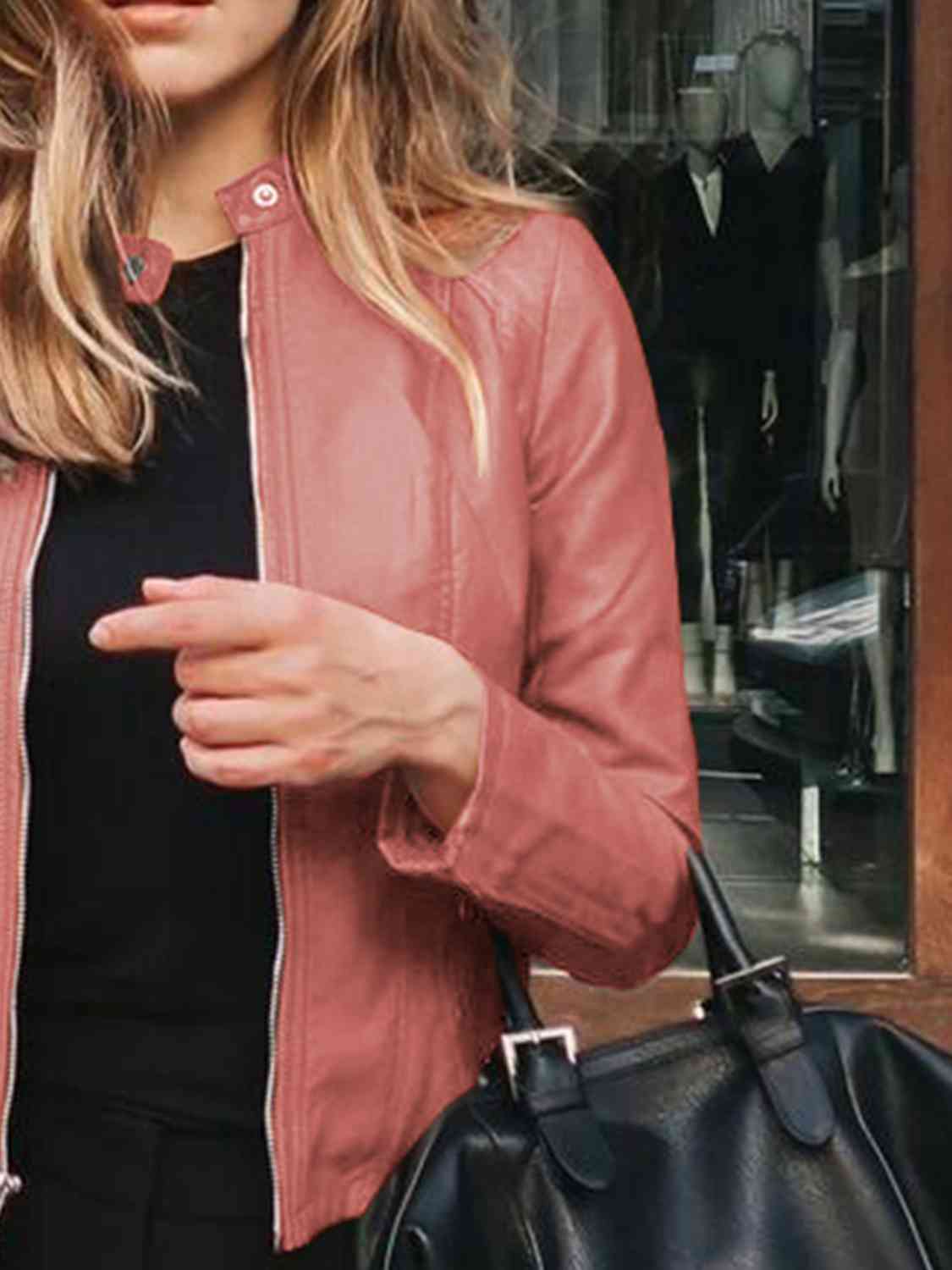 Mock Neck Zip-Up Jacket