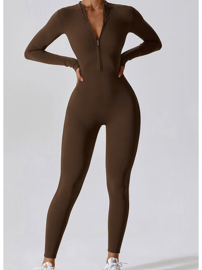 Front Zip Long Sleeve Jumpsuit