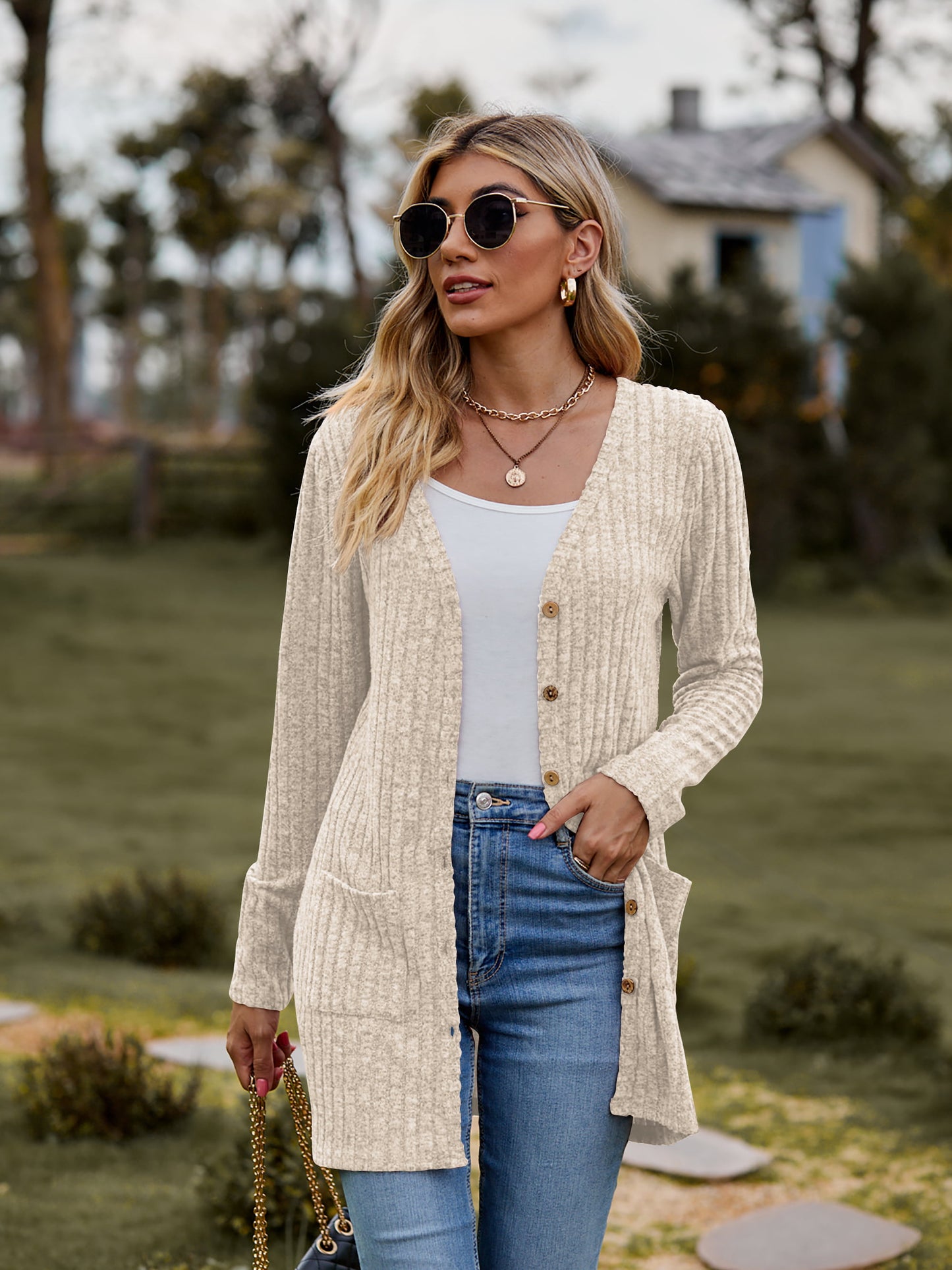 Heathered Ribbed Cardigan