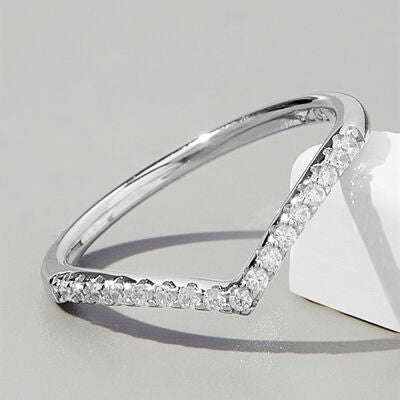 V Inlaid Sterling Silver Ring