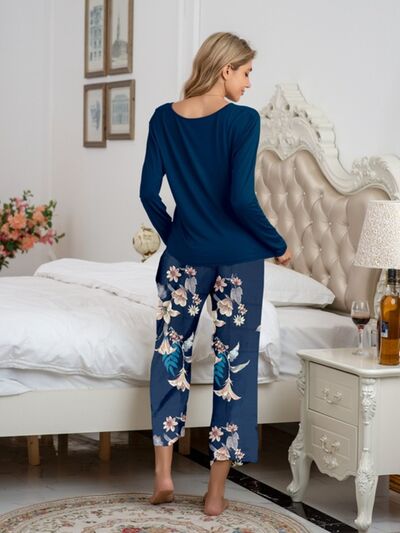 Top and Printed Pants Lounge Set