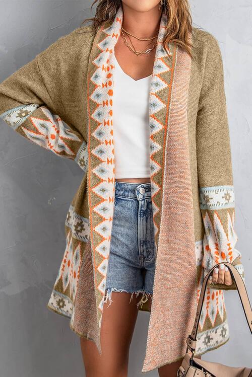 Geometric Print Accent Cardigan