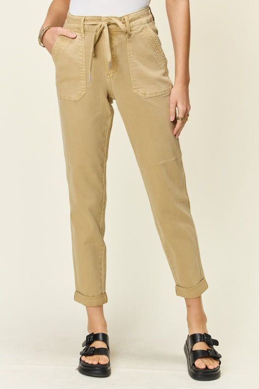 Khaki High Waist Jogger Jeans