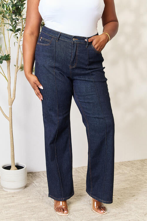 Dark Waist Wide Leg Jeans