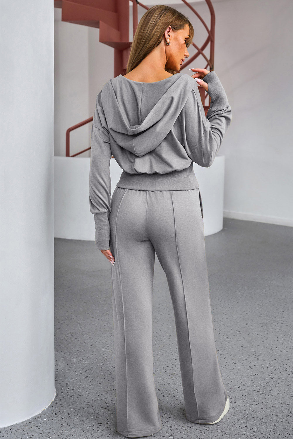 Dark Grey Hoodie and Drawstring Pants Set