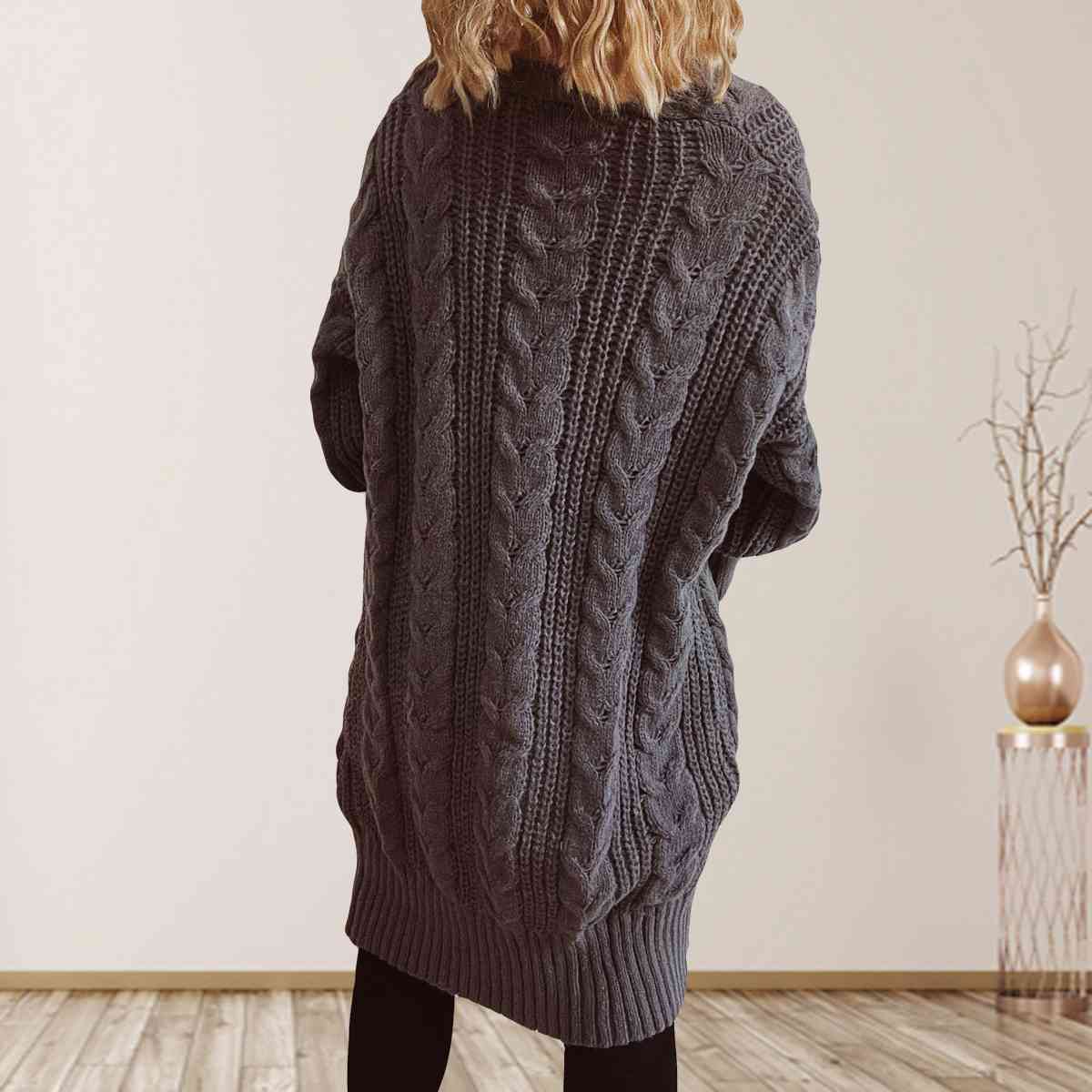 Cable-Knit Open Front Cardigan