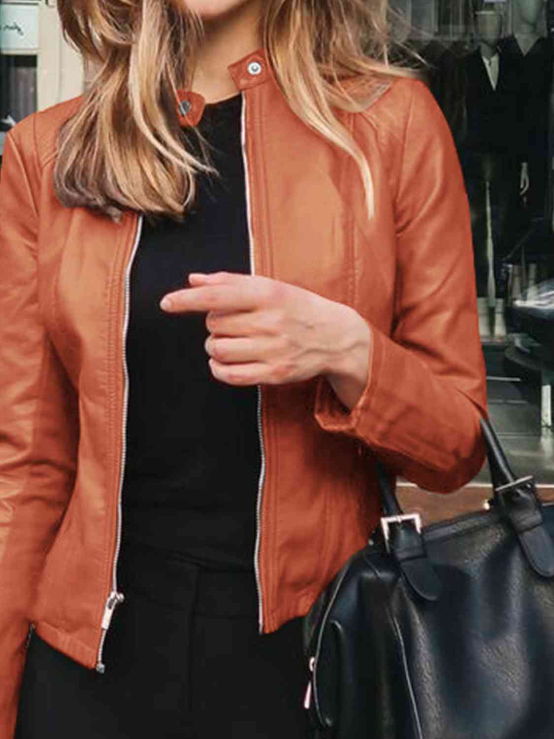 Mock Neck Zip-Up Jacket