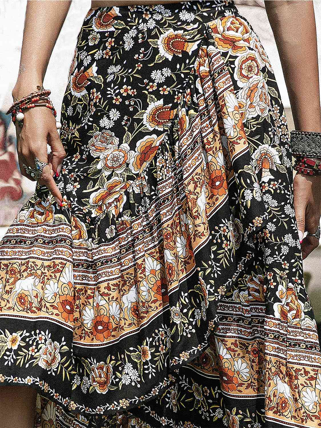 Multi-Print High-Low Skirt