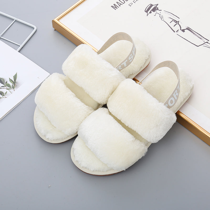 Faux Furry Open Toe Slippers