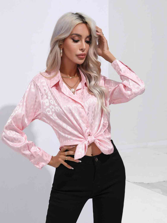 Contrast Print Satin Shirt