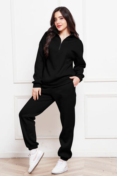 Half Zip Long Sleeve Sweatshirt & Jogger Set