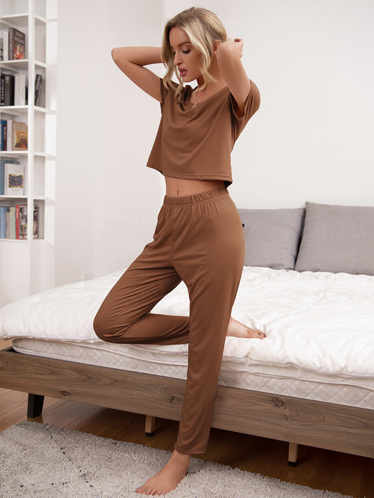 Round Neck Pants Lounge Set