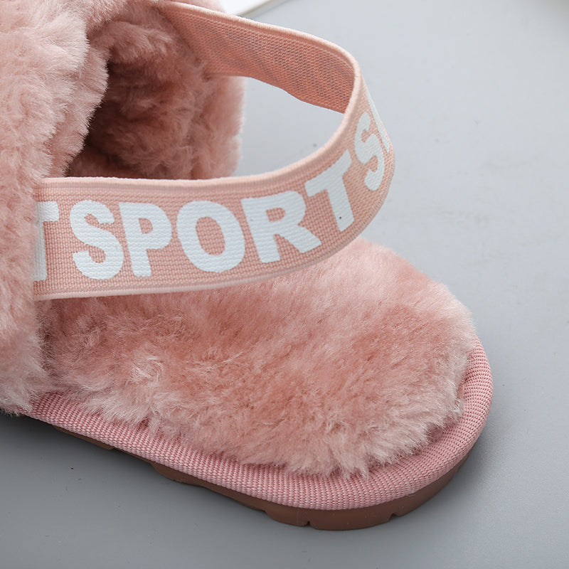 Faux Furry Open Toe Slippers