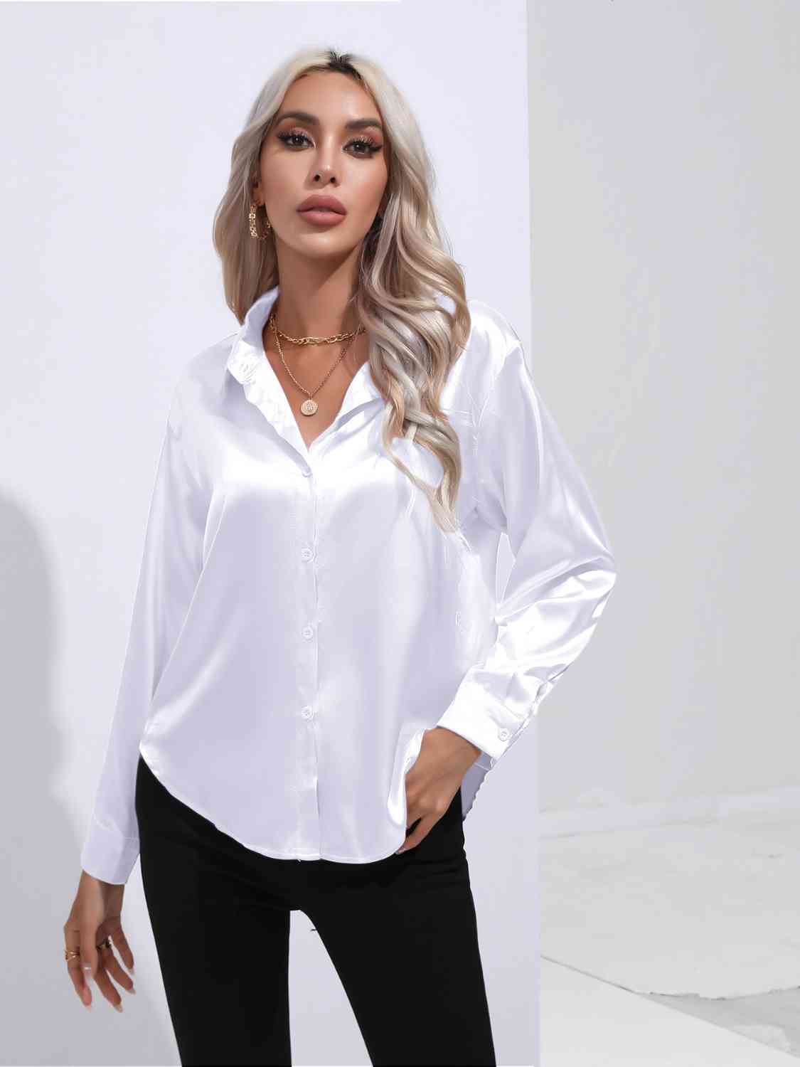 Satiny Long Sleeve Shirt