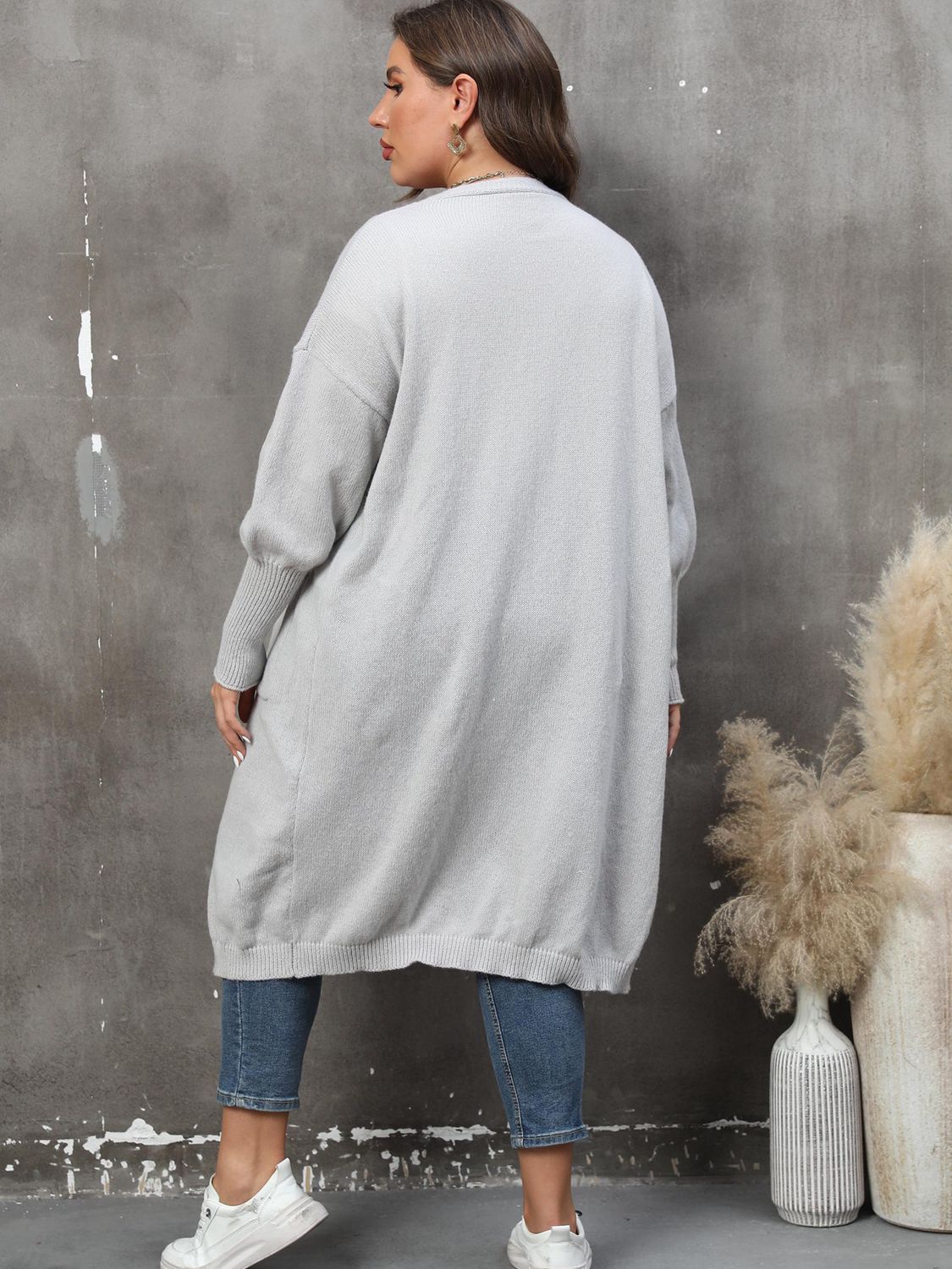 Solid Long Sleeve Pocketed Cardigan