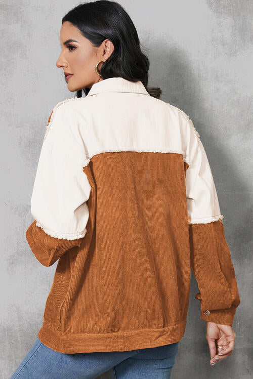 Raw Hem Color Block Jacket