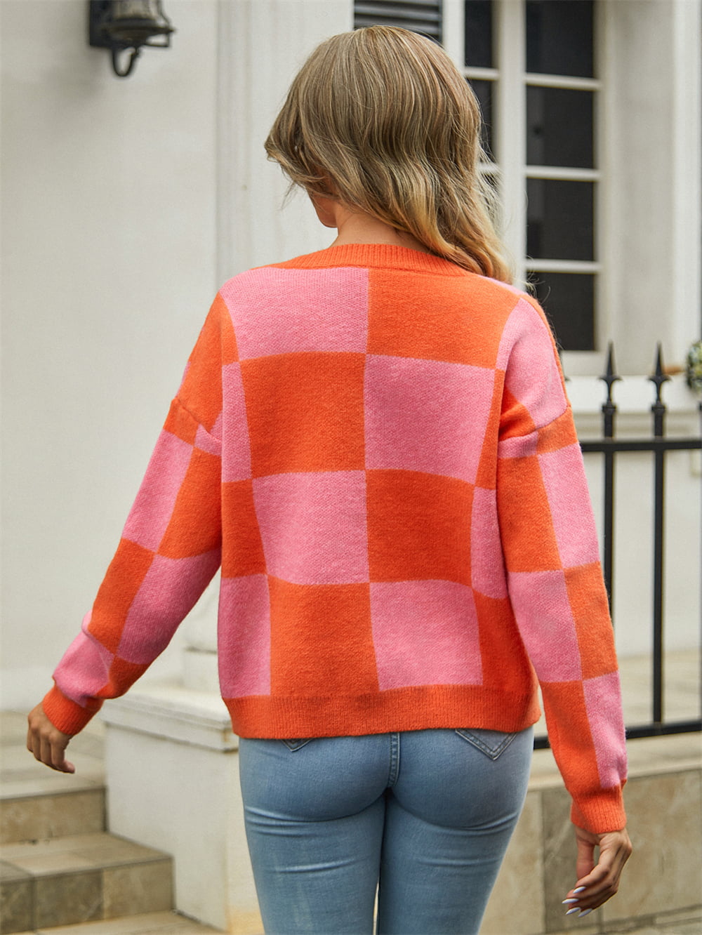 Color-Block Dropped Shoulder Cardigan